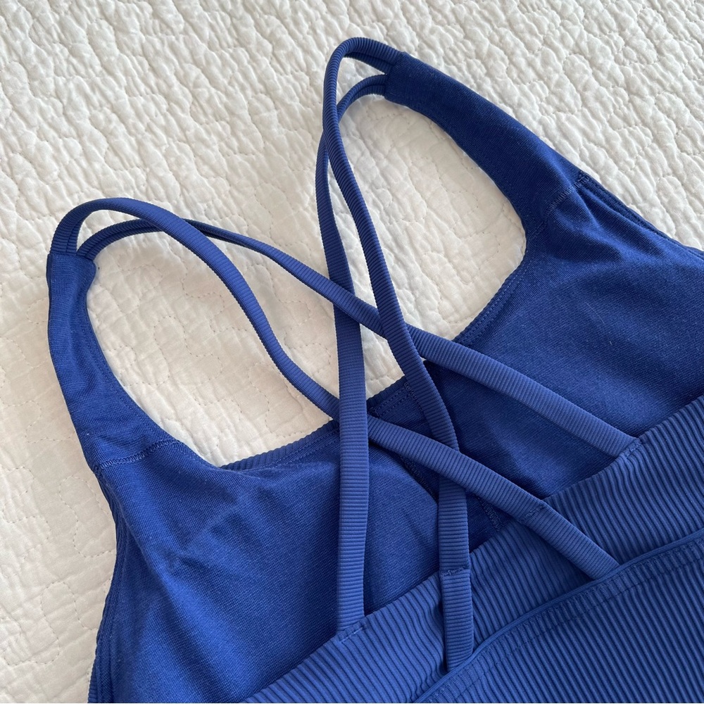 Lululemon Energy Bra Long Line Ribbed Regatta Blue 6 - Picture 8 of 9